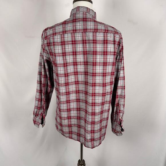 Sonoma Men Casual Gray Red Plaid Button Down Shirt Size Large - Picture 2 of 5
